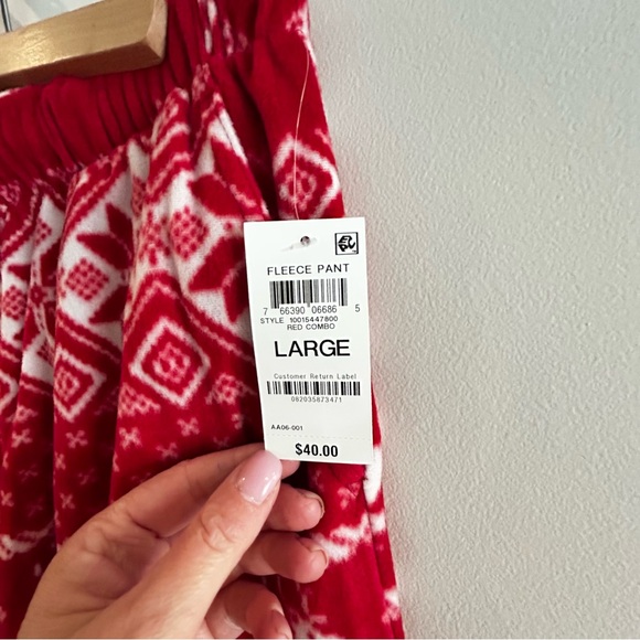 Lauren Large Fleece Pants, New with Tags, red reindeer, originally $40 - Picture 2 of 6
